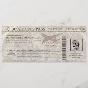 Africa Boarding Pass Wedding Invitation