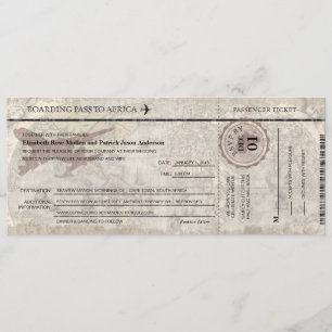 Africa Boarding Pass Wedding Invitation