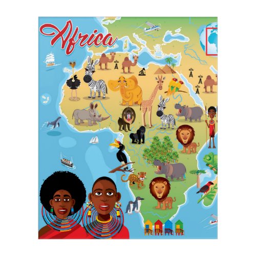 Africa Cartoon Map Acrylic Print