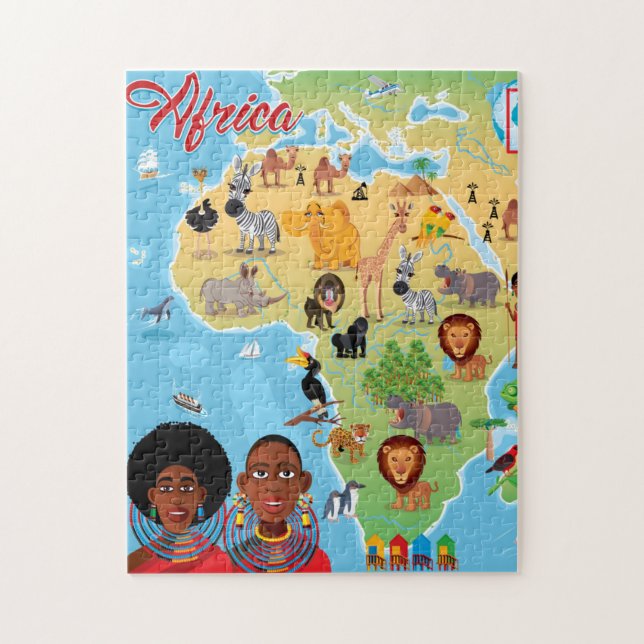 Africa Cartoon Map Jigsaw Puzzle (Vertical)
