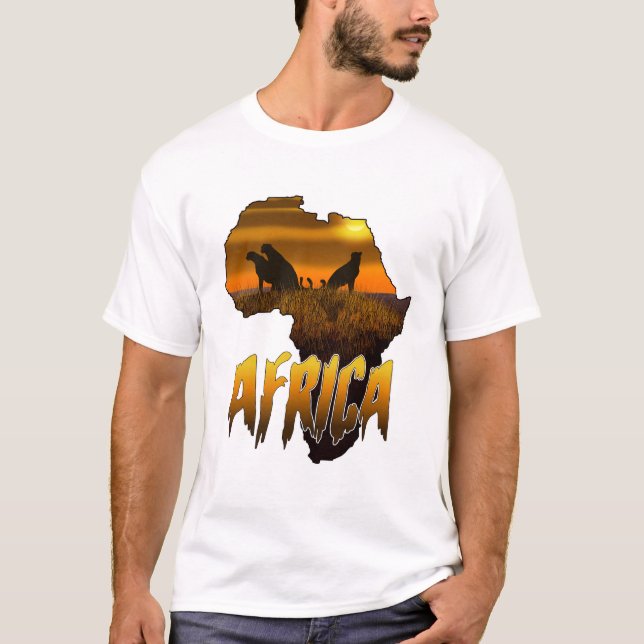 Africa Cheetahs Sunset Silhouette T-Shirt (Front)