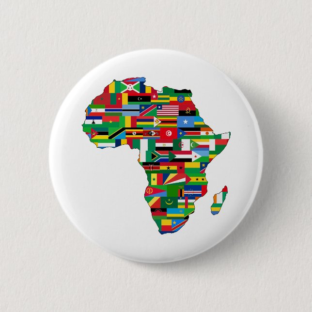 Africa Continent Countries Flags Map Nations Button (Front)