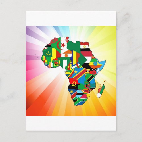 Africa Continent Flag Map 2 Postcard