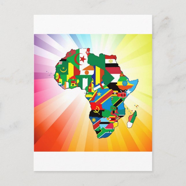 Africa Continent Flag Map 2 Postcard (Front)