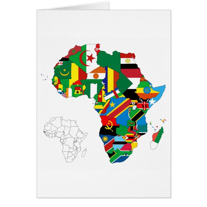 Africa Continent Flag Map Greeting Cards