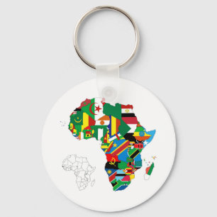 Africa Continent Flag Map Keychain