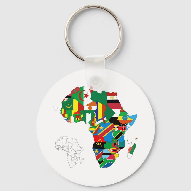 Africa Continent Flag Map Keychain (Front)