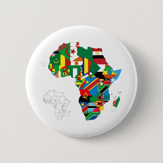 Africa Continent Flag Map Pinback Button (Front)