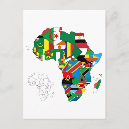 Africa Continent Flag Map Postcard