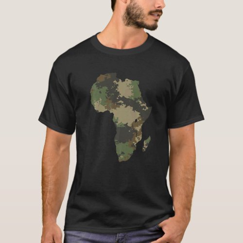 Africa Continent Map Camo Pattern African Defense  T_Shirt