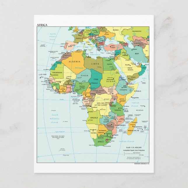 Africa continent map postcard (Front)
