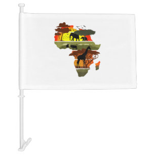 Africa Continent Sunset Safari Nature Wild Life  Car Flag