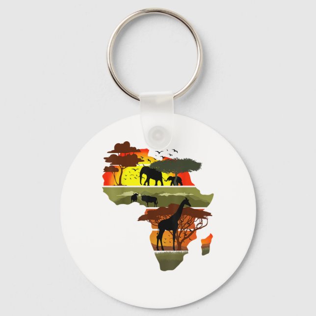 Africa Continent Sunset Safari Nature Wild Life  Keychain (Front)
