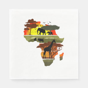 Africa Continent Sunset Safari Nature Wild Life  Napkins