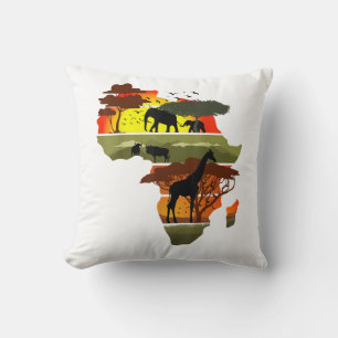 Africa Continent Sunset Safari Nature Wild Life  Throw Pillow