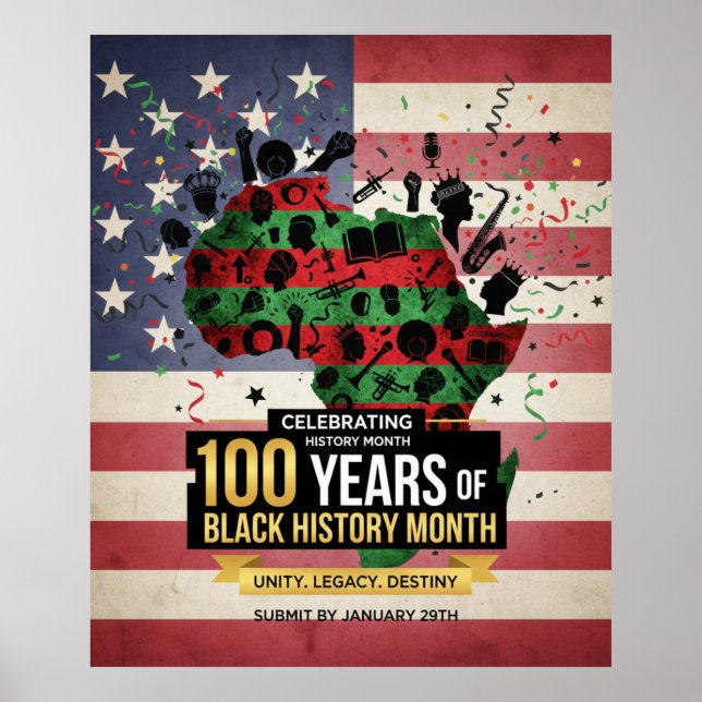 Africa Continent US Flag Black History Poster (Front)