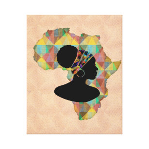 Africa Country and African Woman in Head Wrap Canvas Print