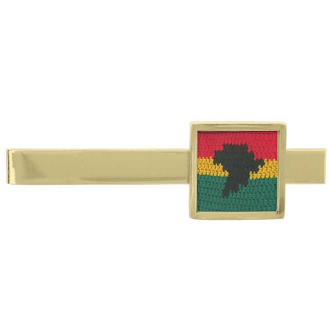 Africa Crochet Tie Bar Gunmetal Plated Modern (Front)