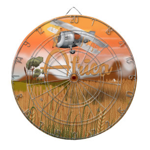 Africa Crop field travel poster Dartboard With Darts