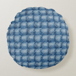 Africa Denim Indigo Mudcloth Pattern 1 Round Pillow