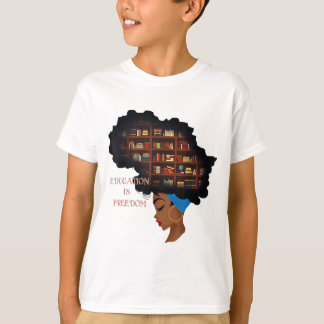 Africa Education Is Freedom Library Book Black His T-Shirt