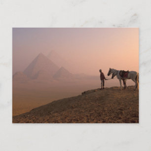 Africa, Egypt, Cairo, Giza, Giza pyramids at Postcard