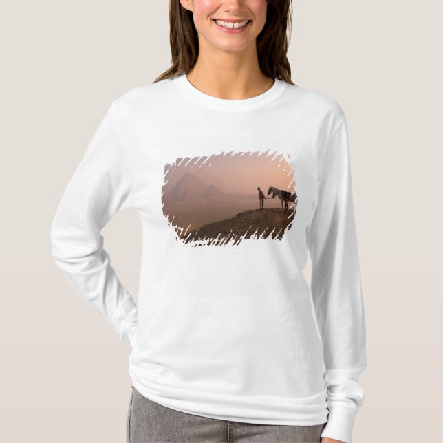 Africa, Egypt, Cairo, Giza, Giza pyramids at T-Shirt (Front)