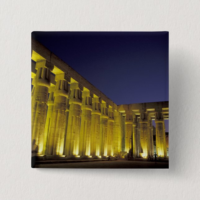 Africa, Egypt, Luxor. Sun court of Amenhotep Pinback Button (Front)