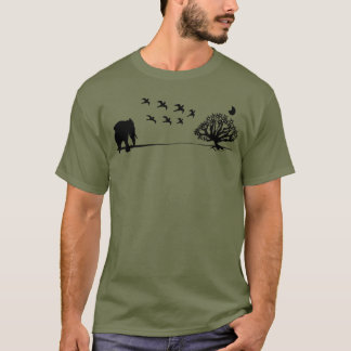Africa Elephant Birds and Tree Africa Landscape T-Shirt