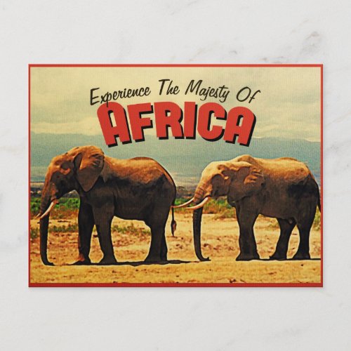 Africa Elephants Vintage Travel Postcard