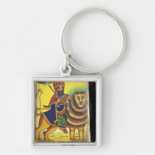 Africa, Ethiopia. Artwork depicting Lion of Keychain