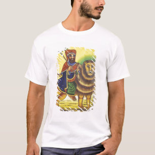 Africa, Ethiopia. Artwork depicting Lion of T-Shirt