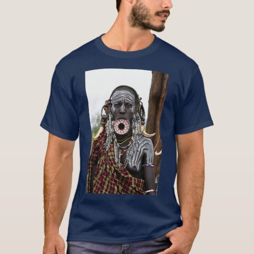 Africa Ethiopia Debub Omo Zone Mursi tribesman T_Shirt