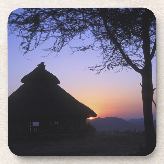 Africa, Ethiopia, Omo river region, Sunset over Drink Coaster (Front)