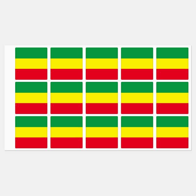 Africa Ethiopia Rasta Flag  Labels (Sheet)