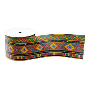 Africa Ethnic Art Pattern  Grosgrain Ribbon
