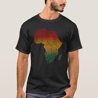 Africa Fingerprint African Flag Black Pride DNA Af T-Shirt