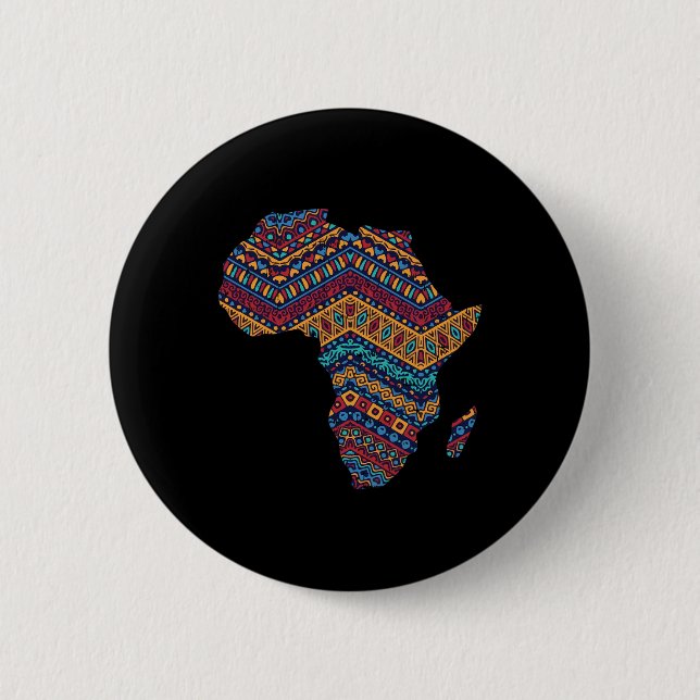 Africa Flag Kente Cloth Black Pride African Americ Button (Front)