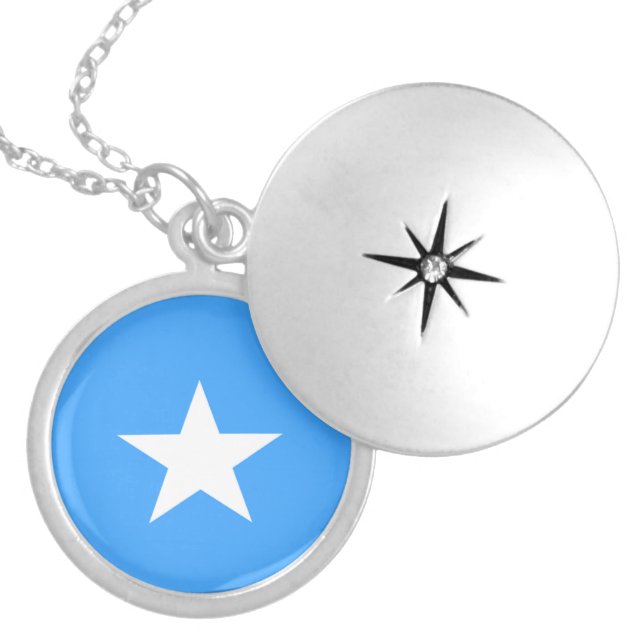 Africa: Flag of Somalia Silver Plated Necklace (Front)
