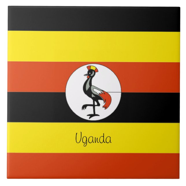 Africa: Flag of Uganda Ceramic Tile (Front)
