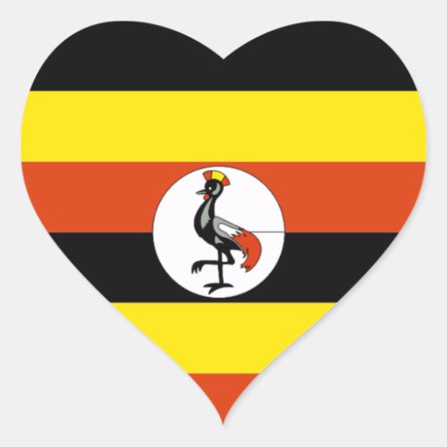 Africa Flag of Uganda Heart Sticker