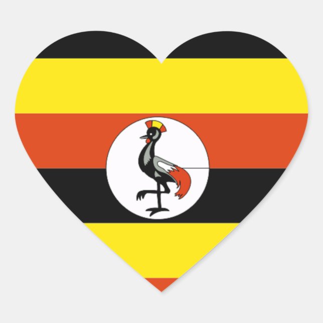 Africa: Flag of Uganda Heart Sticker (Front)