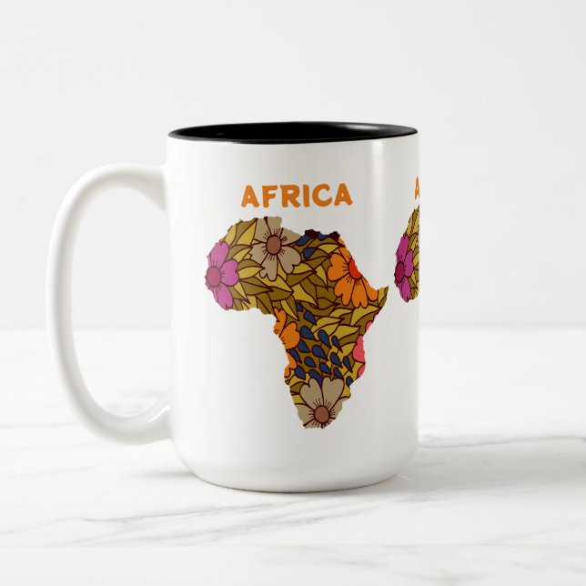 Africa flowers map Two-Tone coffee mug (Left)