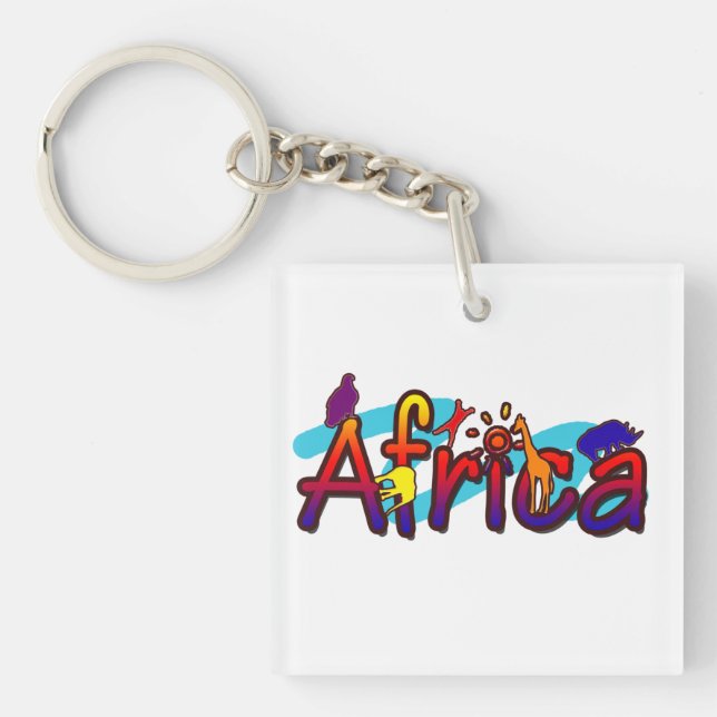 Africa fun colorful safari logo keychain (Front)