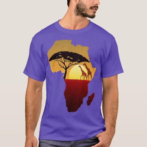Africa  Giraffe Map Dad South Animals Big Five Saf T_Shirt