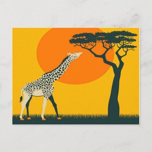 Africa Giraffe Tanzania travel vacation retro Postcard