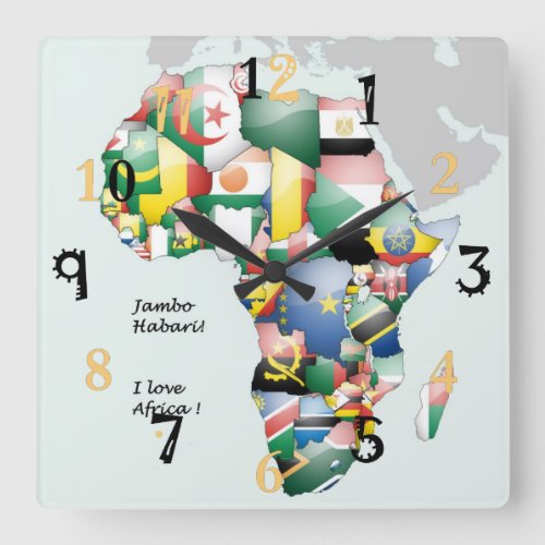 Africa Hakuna Matata I Love Africa  Square Wall Clock