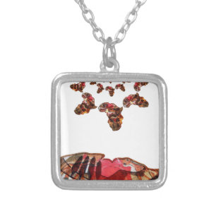  Africa in Motion: Kaleidoscope Map Design Silver Plated Necklace