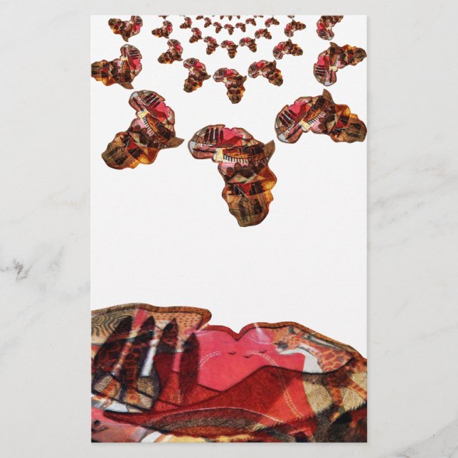  Africa in Motion: Kaleidoscope Map Design Stationery (Front)