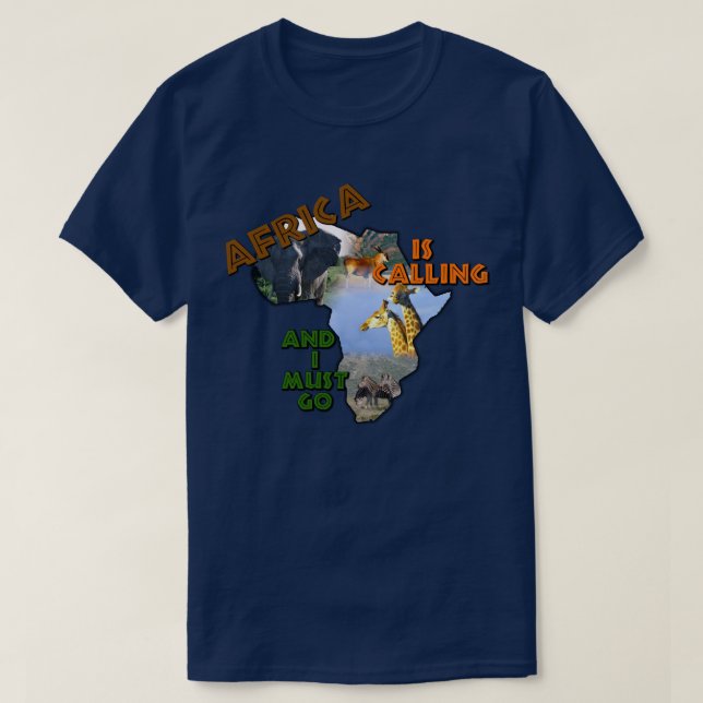 Africa is Calling African Wildlife Collage T-Shirt (Design Front)